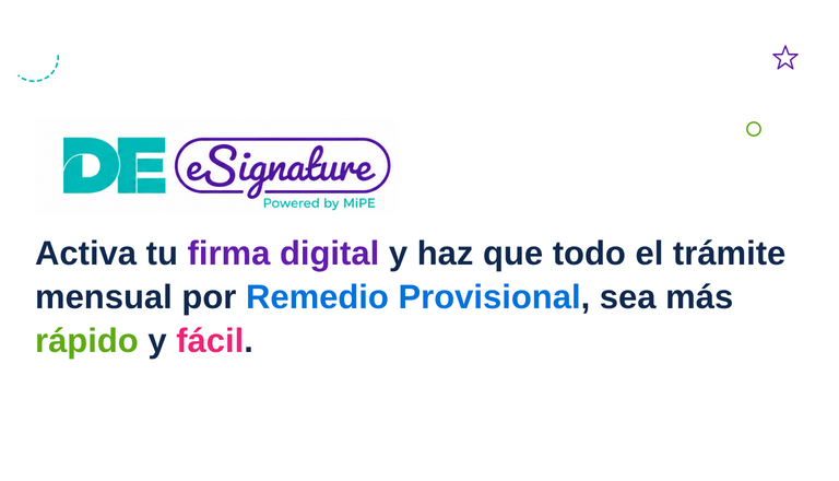 Banner DE eSignature: activa tu firma digital para agilizar el trámite mensual por Remedio Provisional